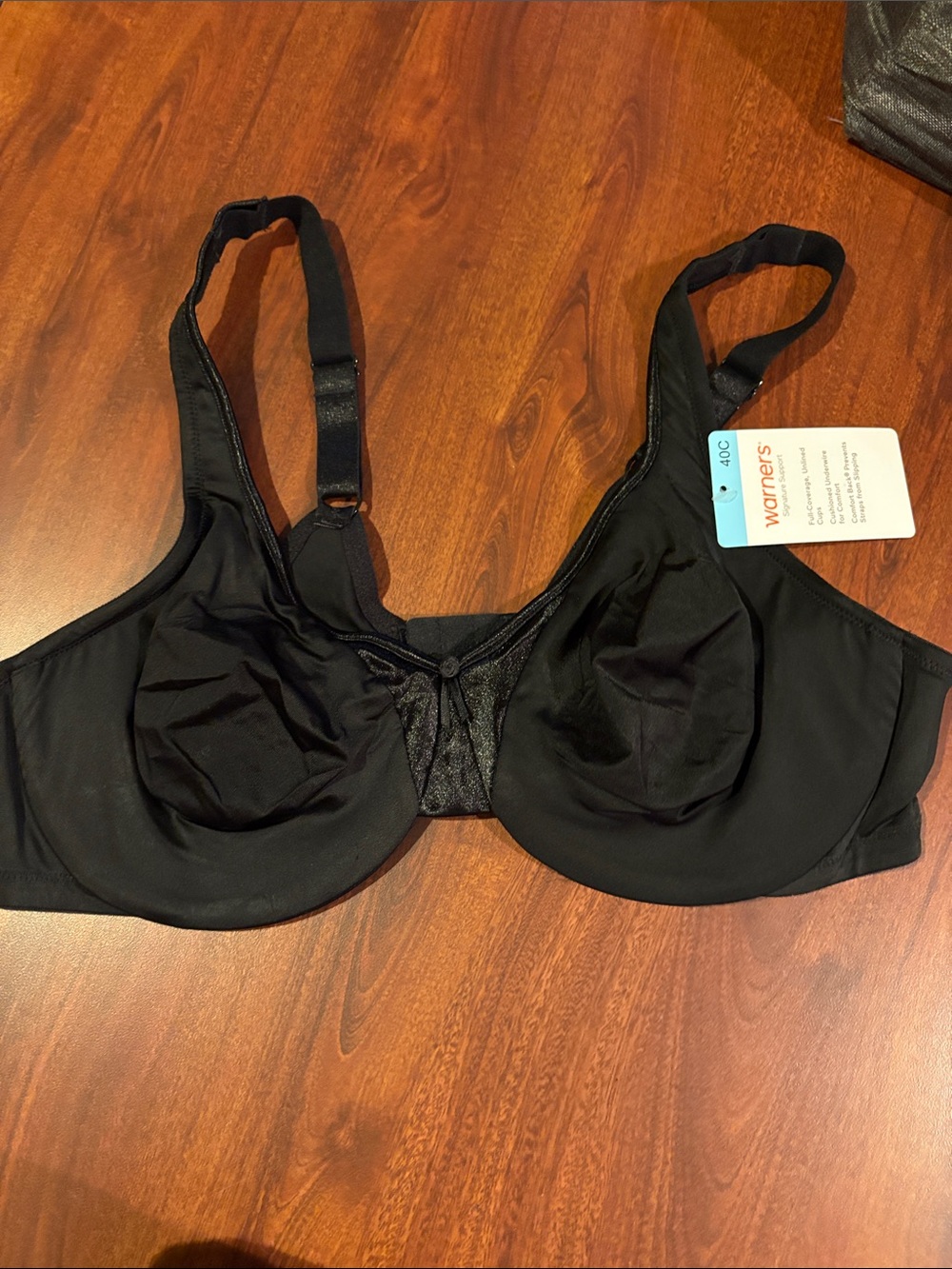 NWT warners  Black Underwire Full Coverage Bra 40C